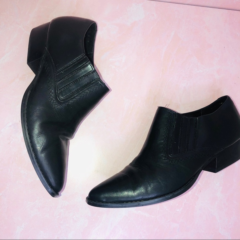 Vintage leather shirt black classic ankle